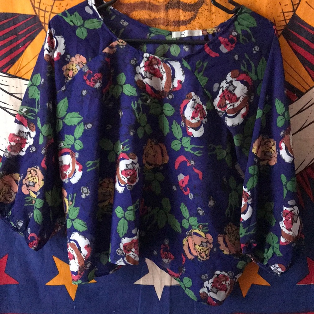 Amazing blue and floral blouse